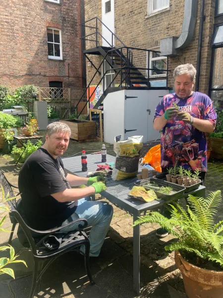 Scott and Sean in the garden