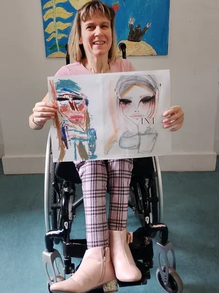 Zoe with her artwork